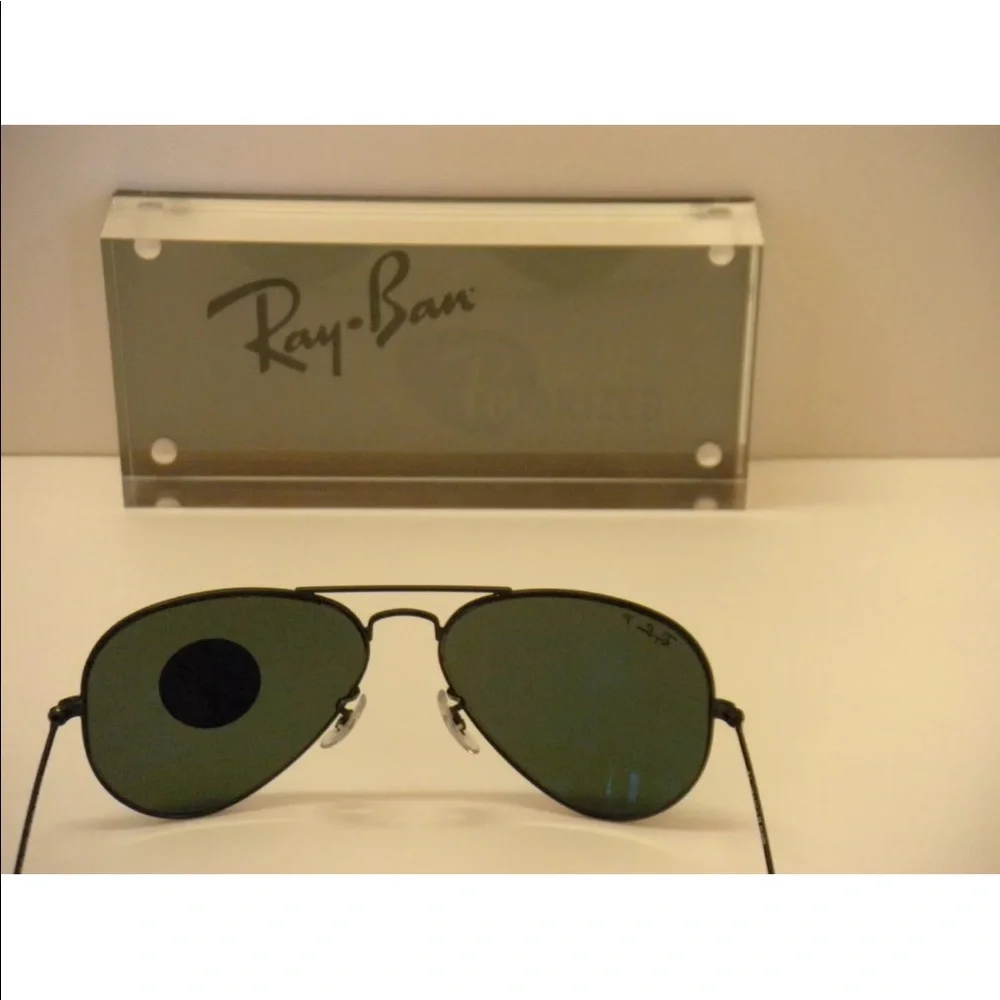 New Rayban Aviator 3025 Polarized Black/Green 58mm - Picture 6 of 8